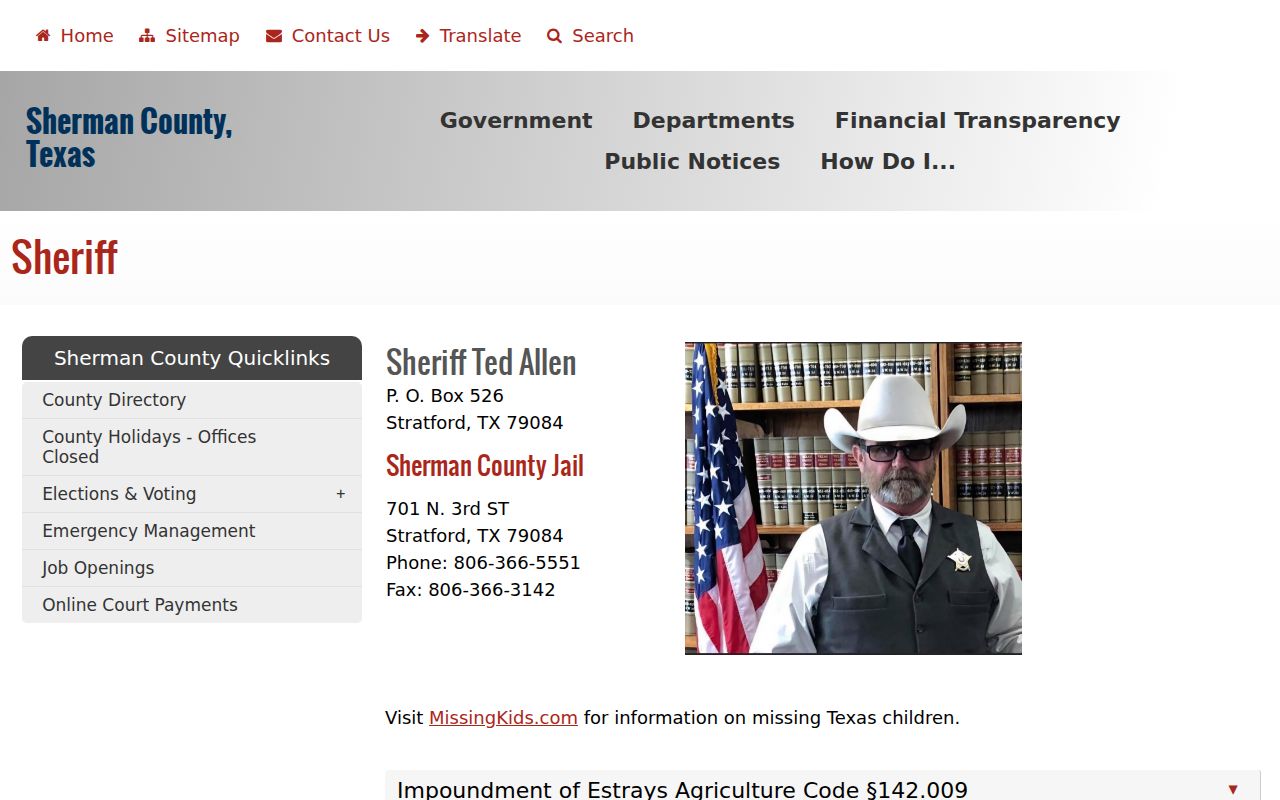 Sherman County arrest lookup sheriff and jail contact