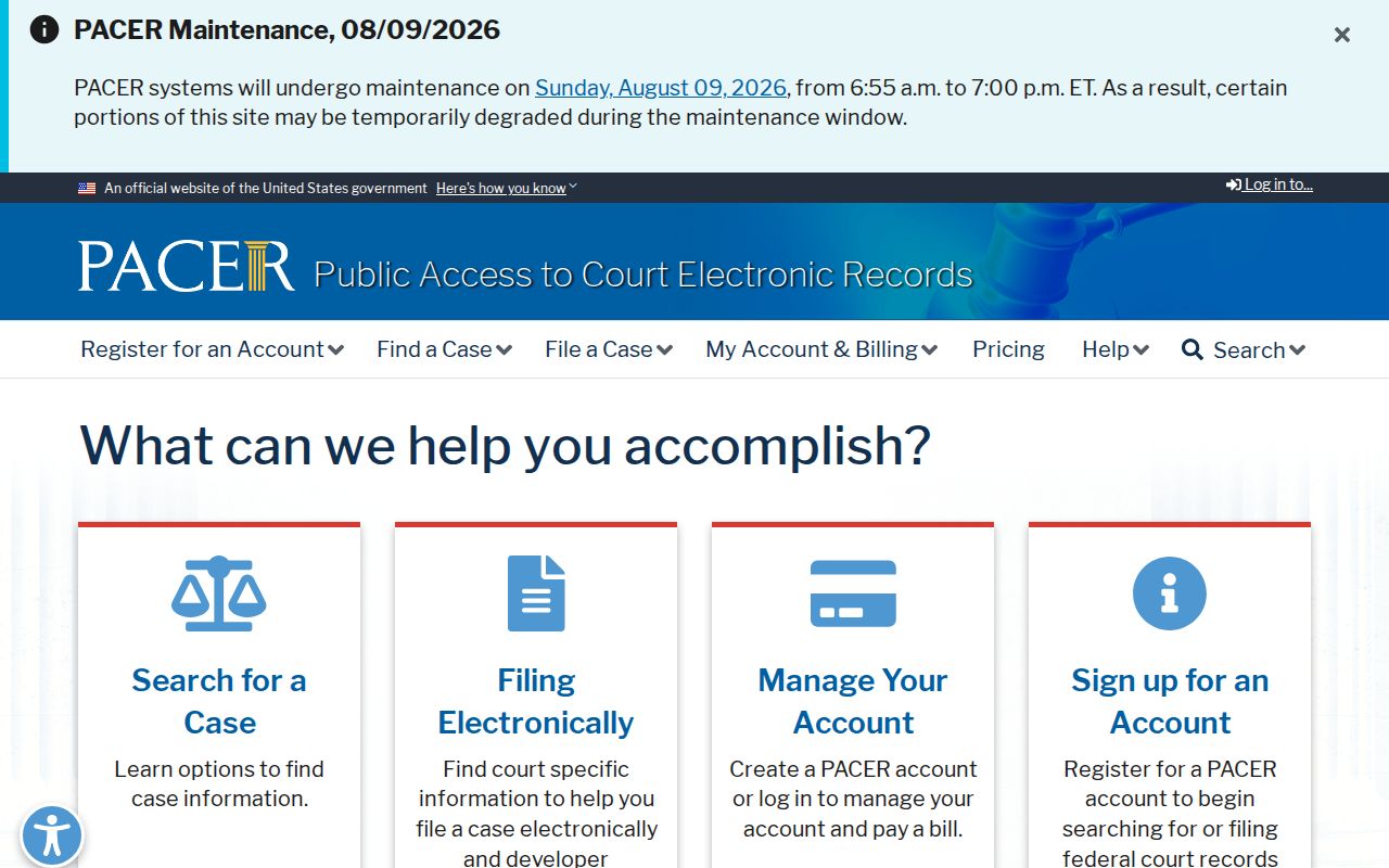Sherman County criminal court case PACER access